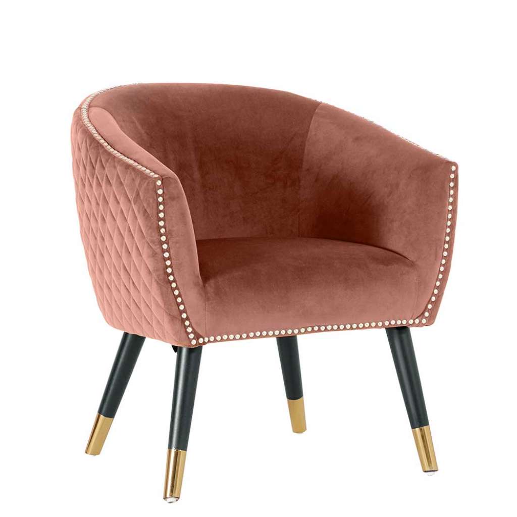 Lounge Sessel in Altrosa Samt modern