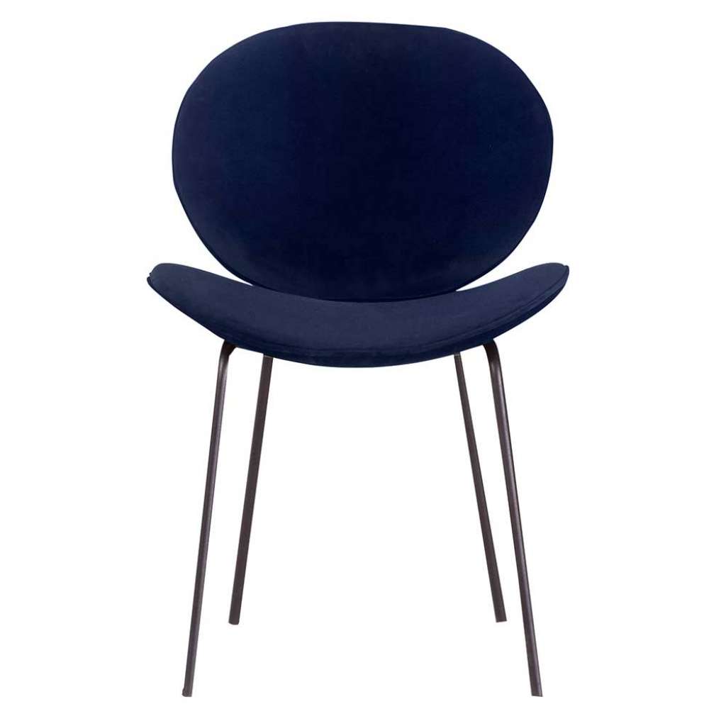 Samt Stühle in Blau und Schwarz Metallgestell (2er Set)