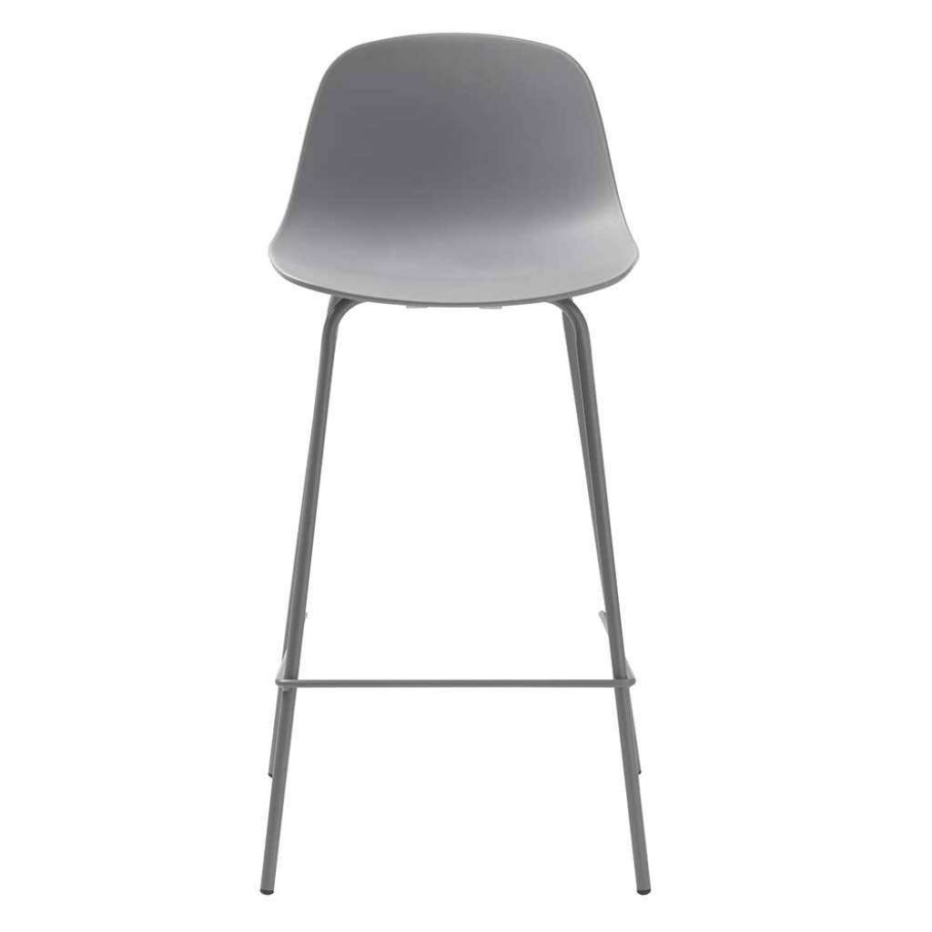 Kunststoff Barstühle in Grau 4-Fuß Gestell aus Metall (2er Set)