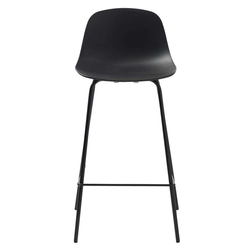 Barhocker in Schwarz Kunststoff Lehne (2er Set)