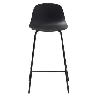 Barhocker in Schwarz Kunststoff Lehne (2er Set)