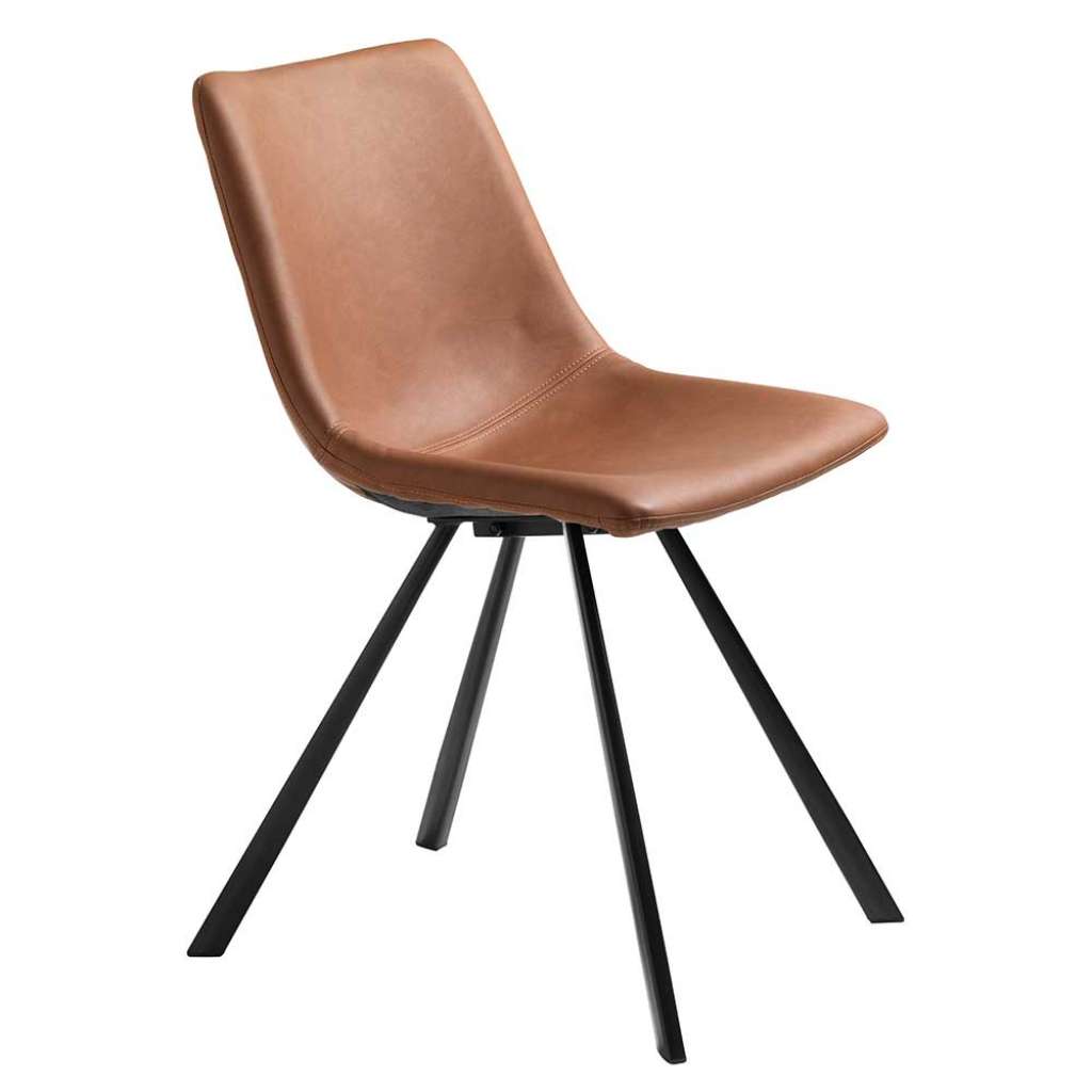 Esstisch Stühle in Hellbraun Kunstleder Metallgestell (2er Set)
