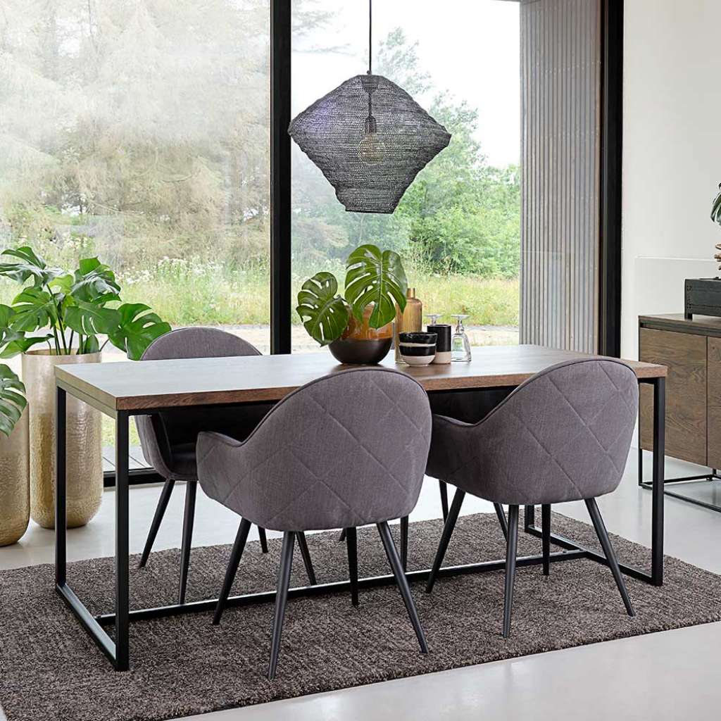 Esszimmer Sitzgruppe in Schwarz und Wildeiche dunkel furniert modern (5-teilig)