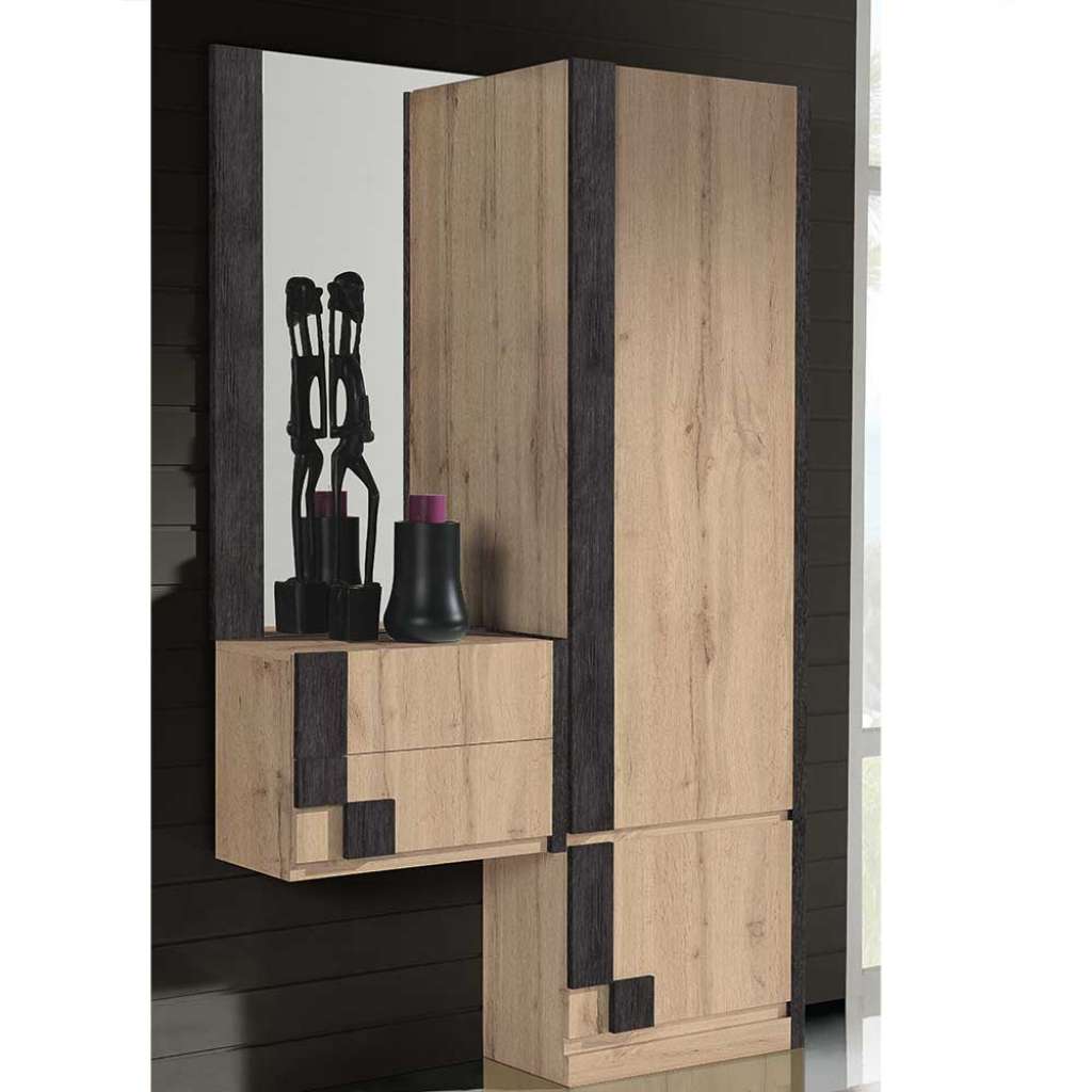 Design Flurmöbel in Schwarzgrau und Wildeiche Optik modern (3-teilig)