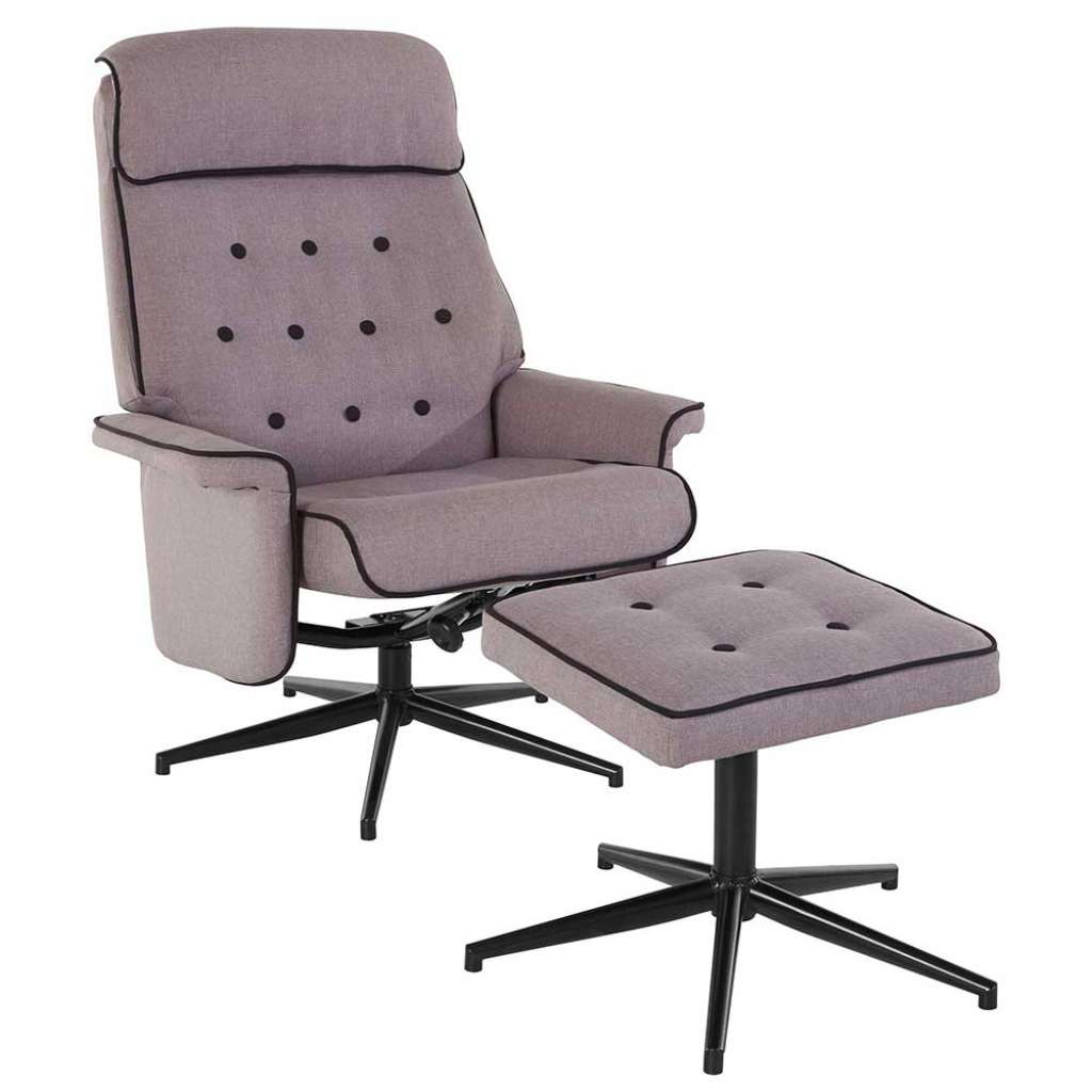 Lesesessel in Grau Webstoff Fußhocker (2-teilig)