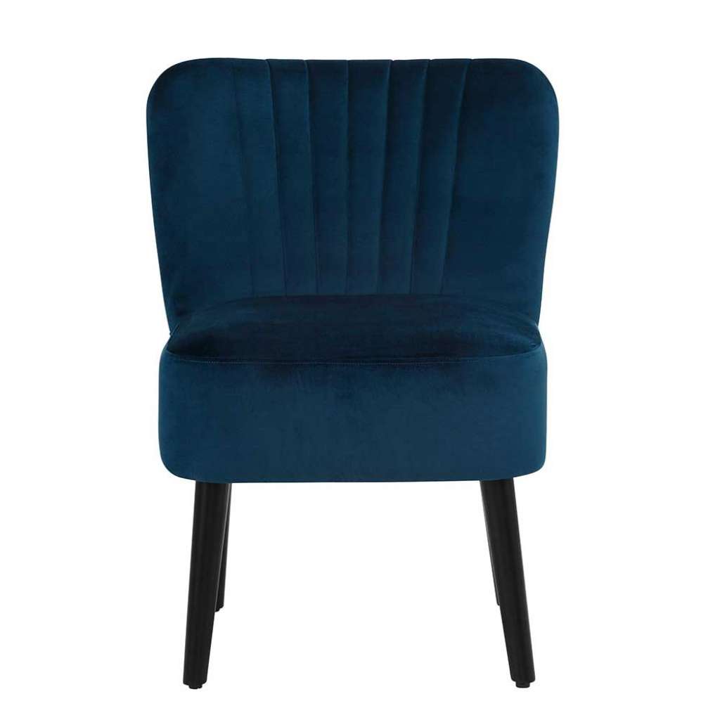 Einzelsessel in Blau Samt Retrostil