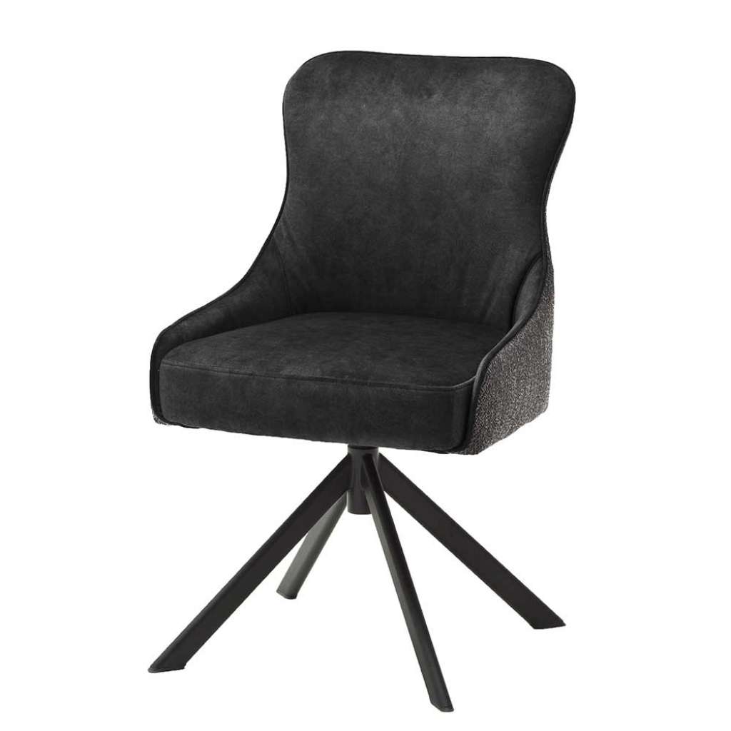 Drehbare Esszimmerstühle in Anthrazit Stoff modern (2er Set)