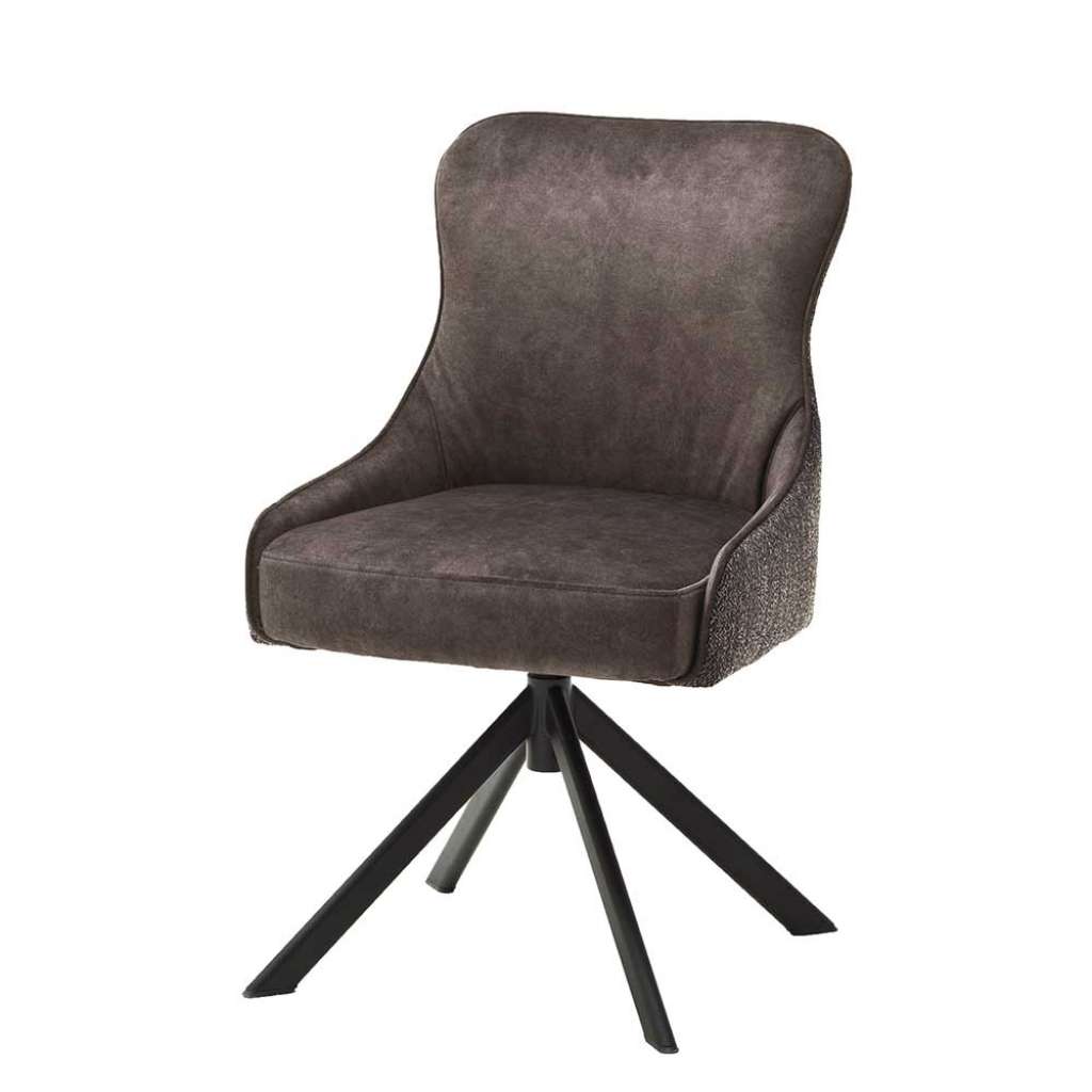 Esstisch Polsterstühle in Hellbraun Stoff drehbar (2er Set)