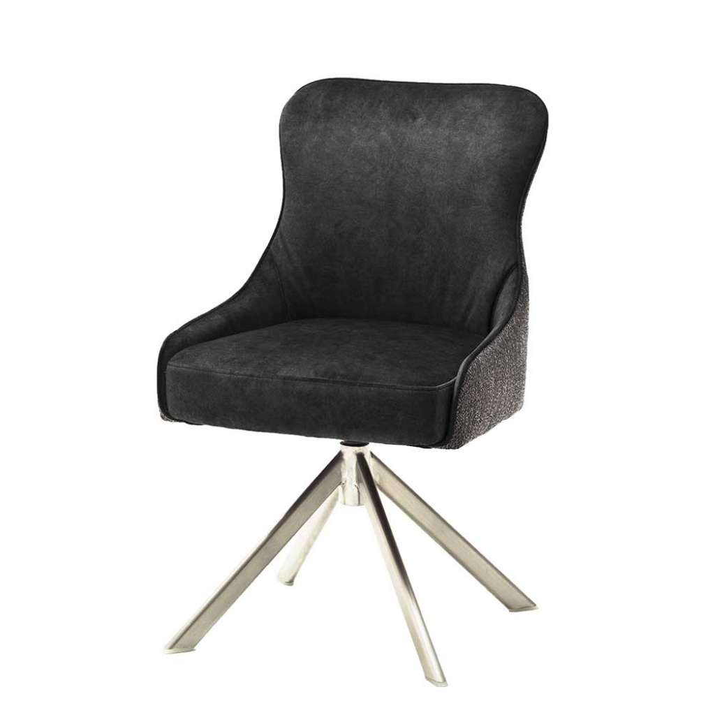 Esszimmer Stühle in Anthrazit Stoff drehbar (2er Set)