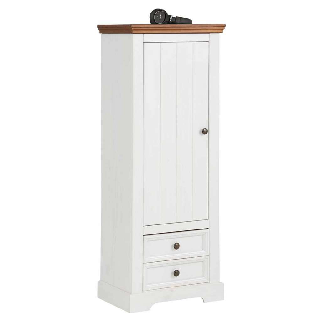 Wohnzimmerschrank in Weiß und Walnussfarben Kiefer Massivholz
