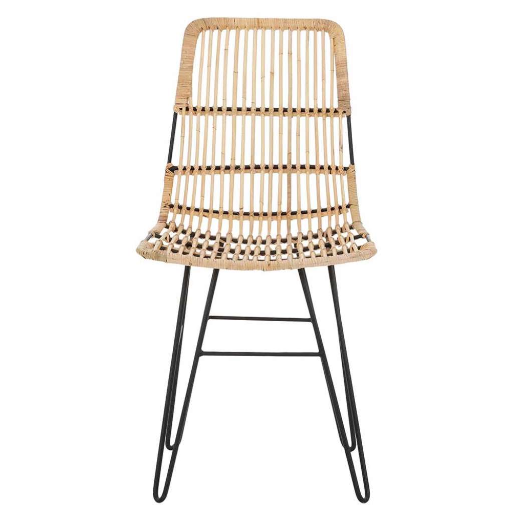Rattan Stühle in Beige Metallgestell (2er Set)