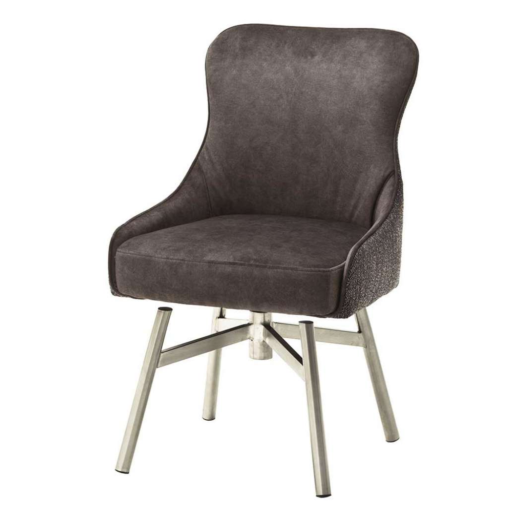Esszimmer Stühle in Hellbraun Stoff Edelstahl (2er Set)