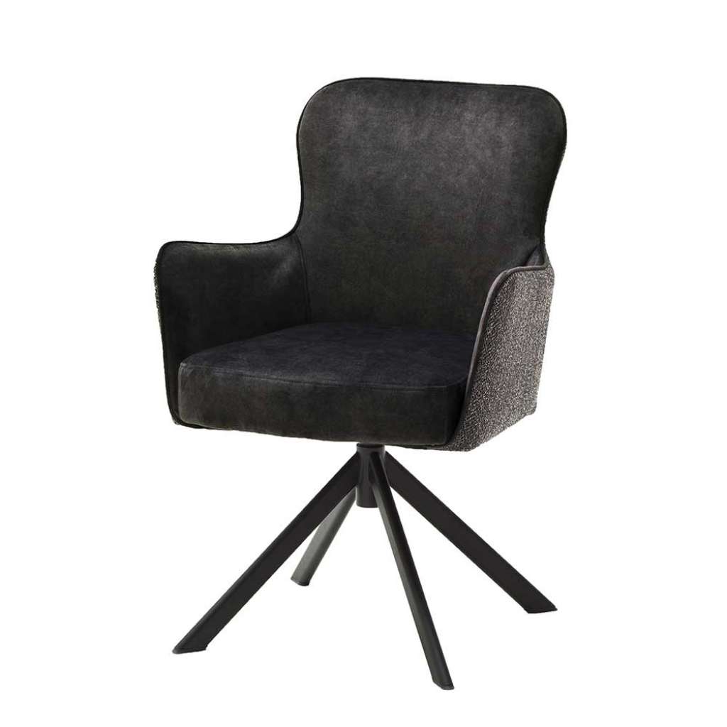 Esszimmerarmlehnstühle in Anthrazit Stoff drehbar (2er Set)