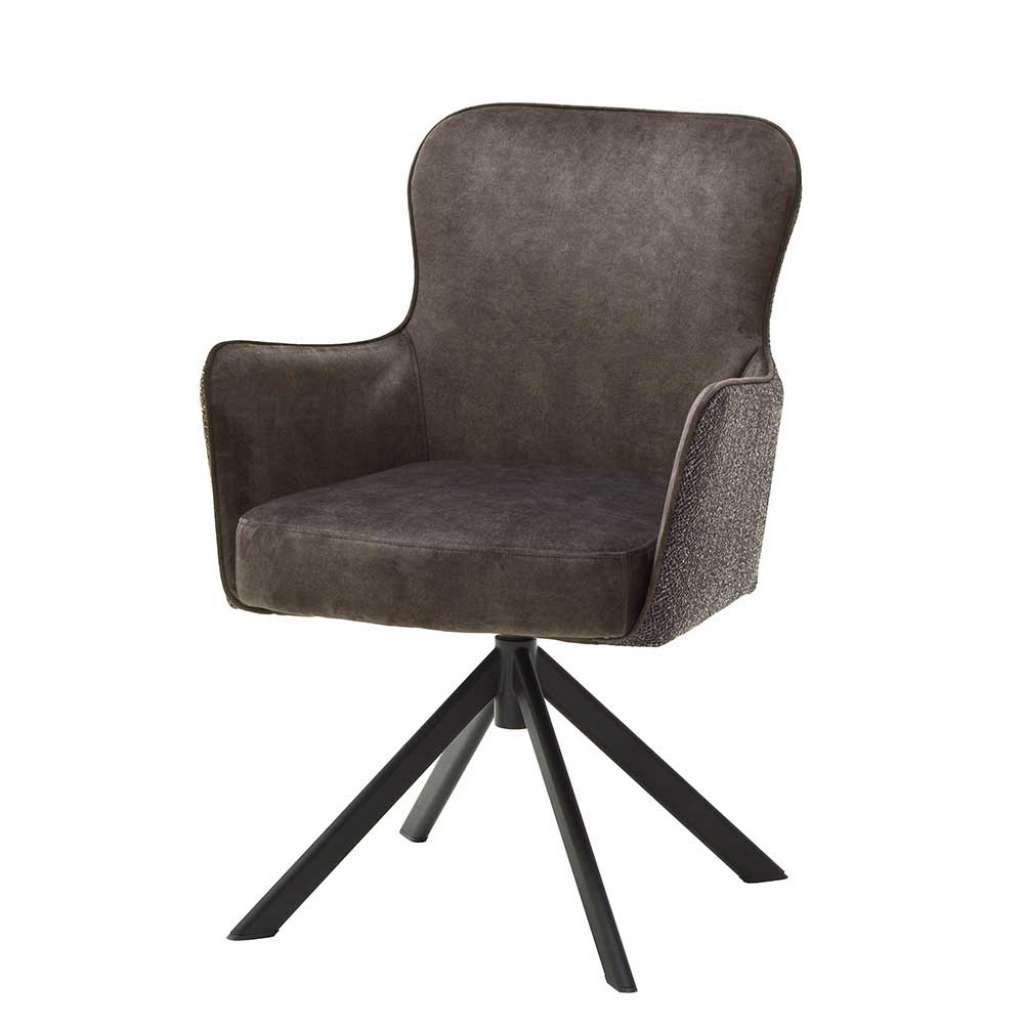 Drehbare Armlehnenstühle in Hellbraun Stoff drehbar (2er Set)