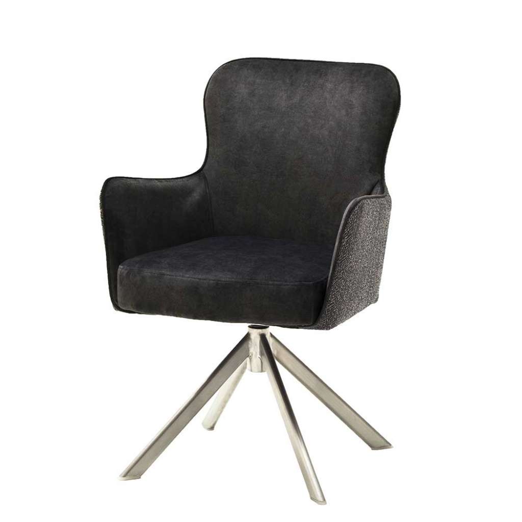 Esszimmer Drehstühle in Anthrazit Stoff Armlehnen (2er Set)