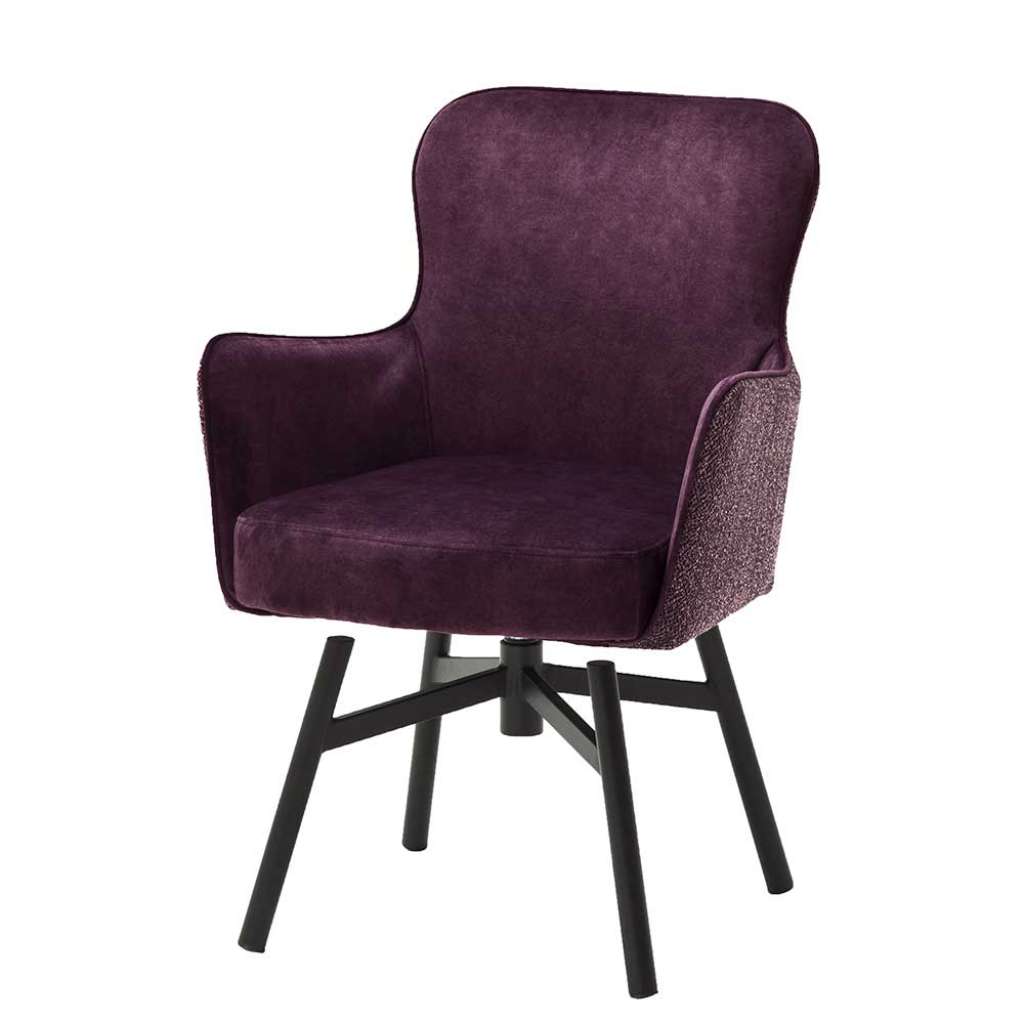 Armlehnen Polsterstühle in Dunkelrot Stoff drehbar (2er Set)