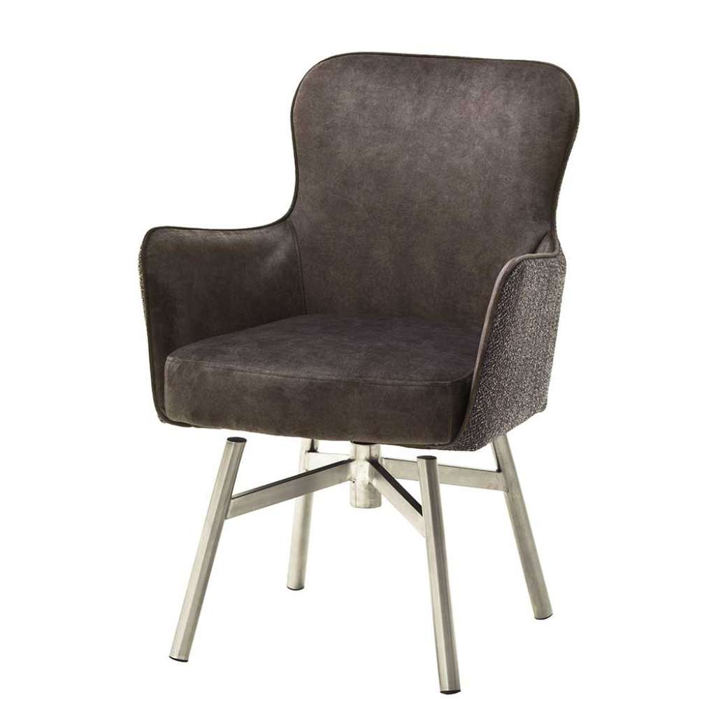 Armlehnenstühle in Hellbraun Velours drehbar (2er Set)