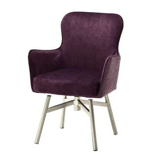 Esstisch Stühle in Dunkelrot Velours drehbar (2er Set)