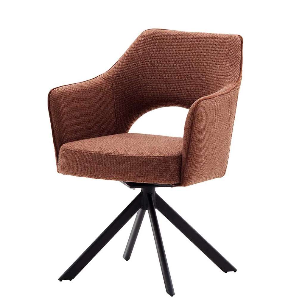 Drehbare Esszimmerstühle in Rostfarben Strukturstoff Armlehnen (2er Set)