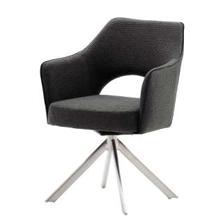 Armstühle in Anthrazit Strukturstoff drehbar (2er Set)