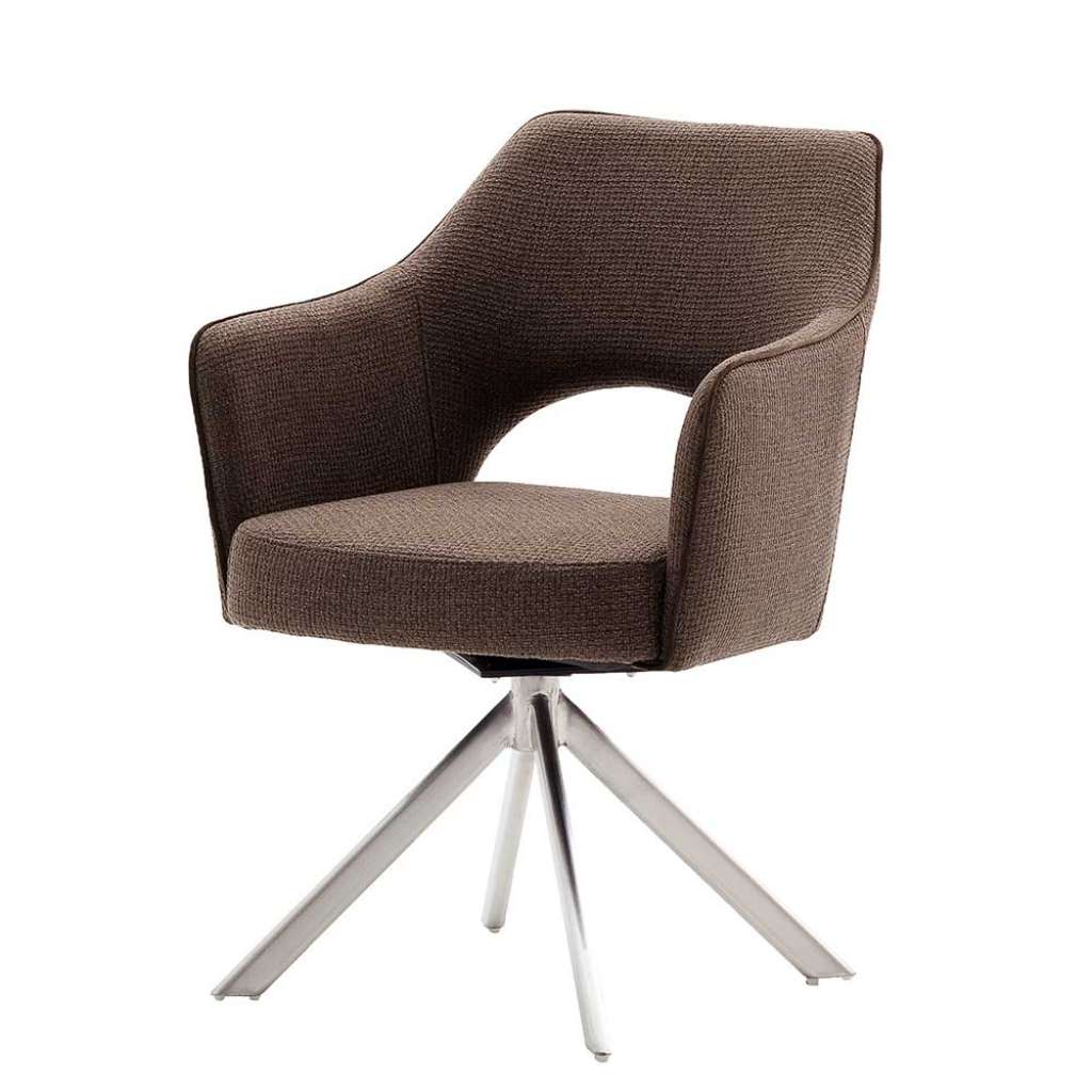 Armlehnenstühle in Hellbraun Strukturstoff drehbar (2er Set)