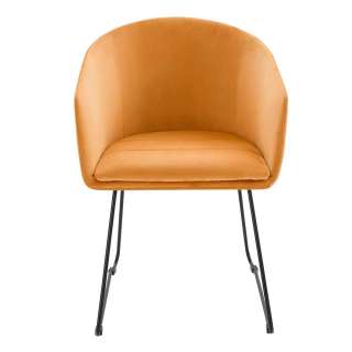 Samt Esszimmerstuhl in Goldfarben Retrostil