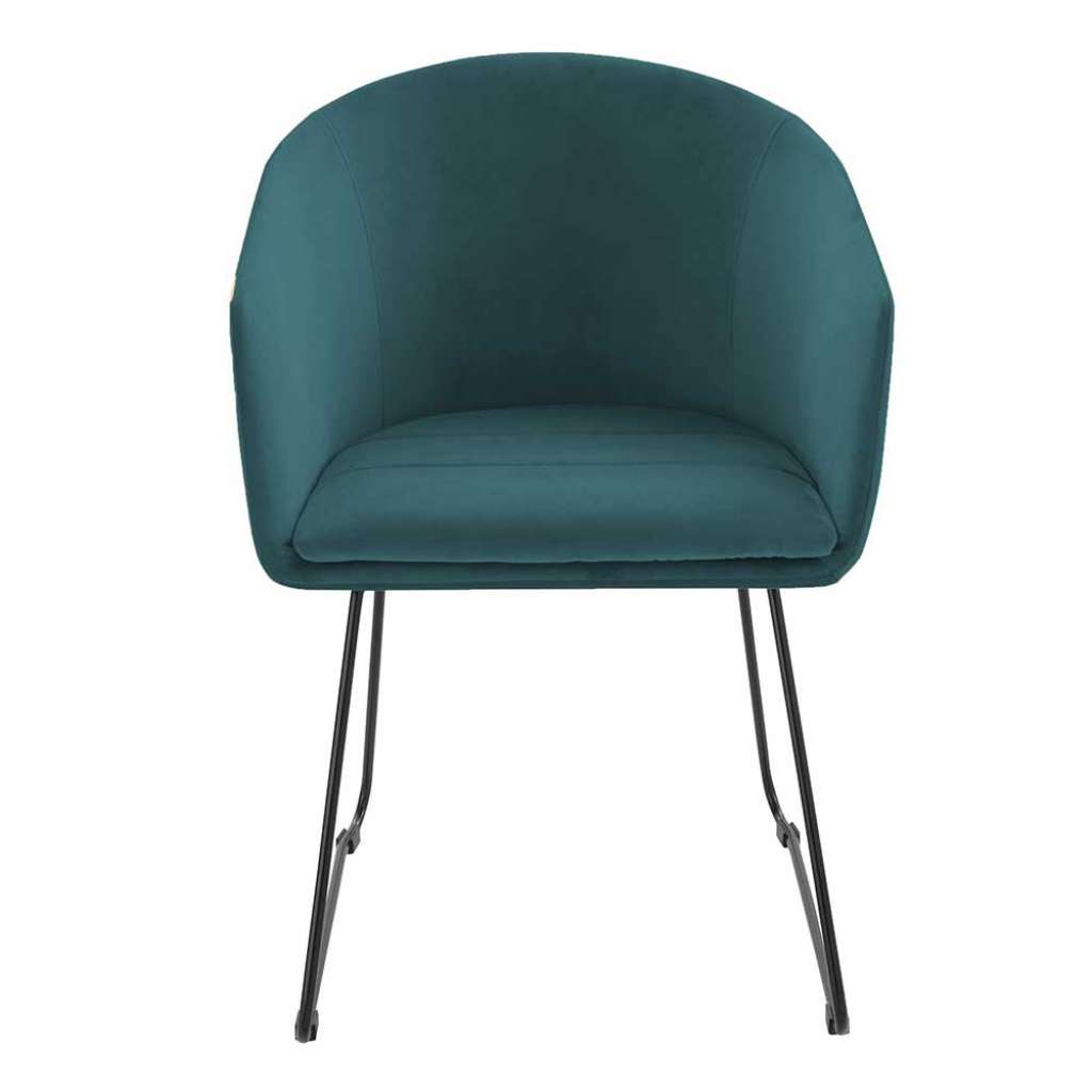 Polsterstuhl in Petrol Samt Retrostil