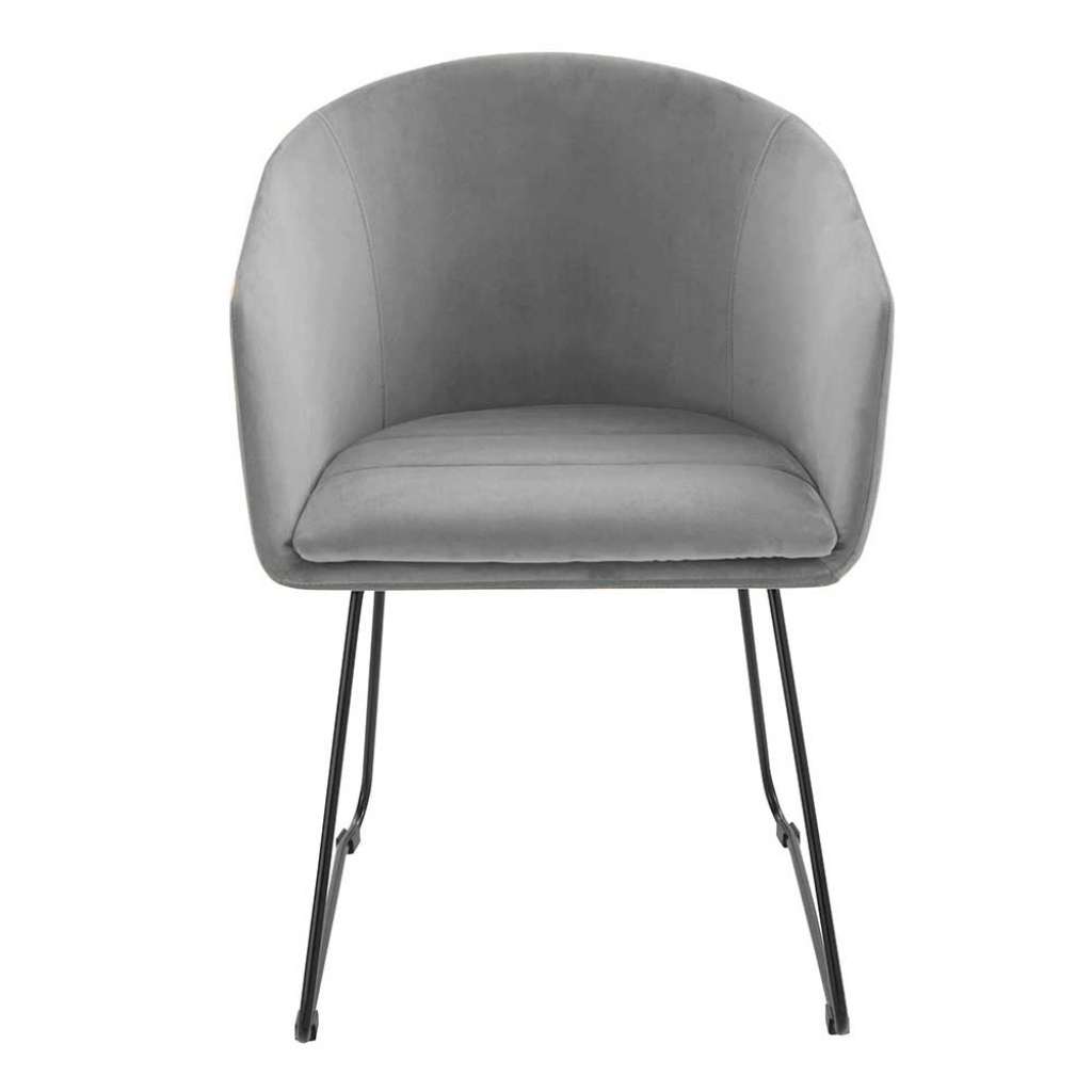 Armlehnenstühle in Grau Samt Retrostil