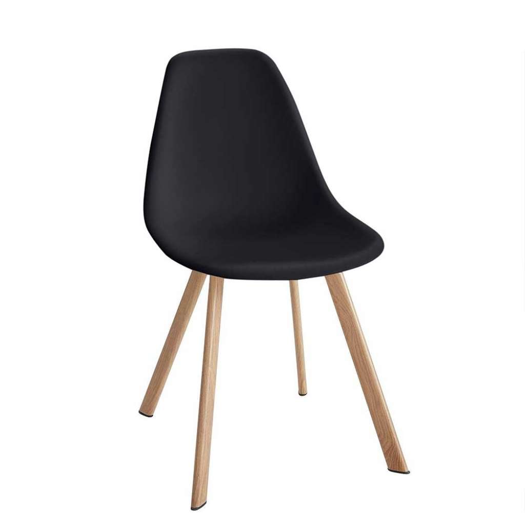 Skandi Design Esszimmerstühle in Schwarz Metallgestell in Eichefarben (Set)