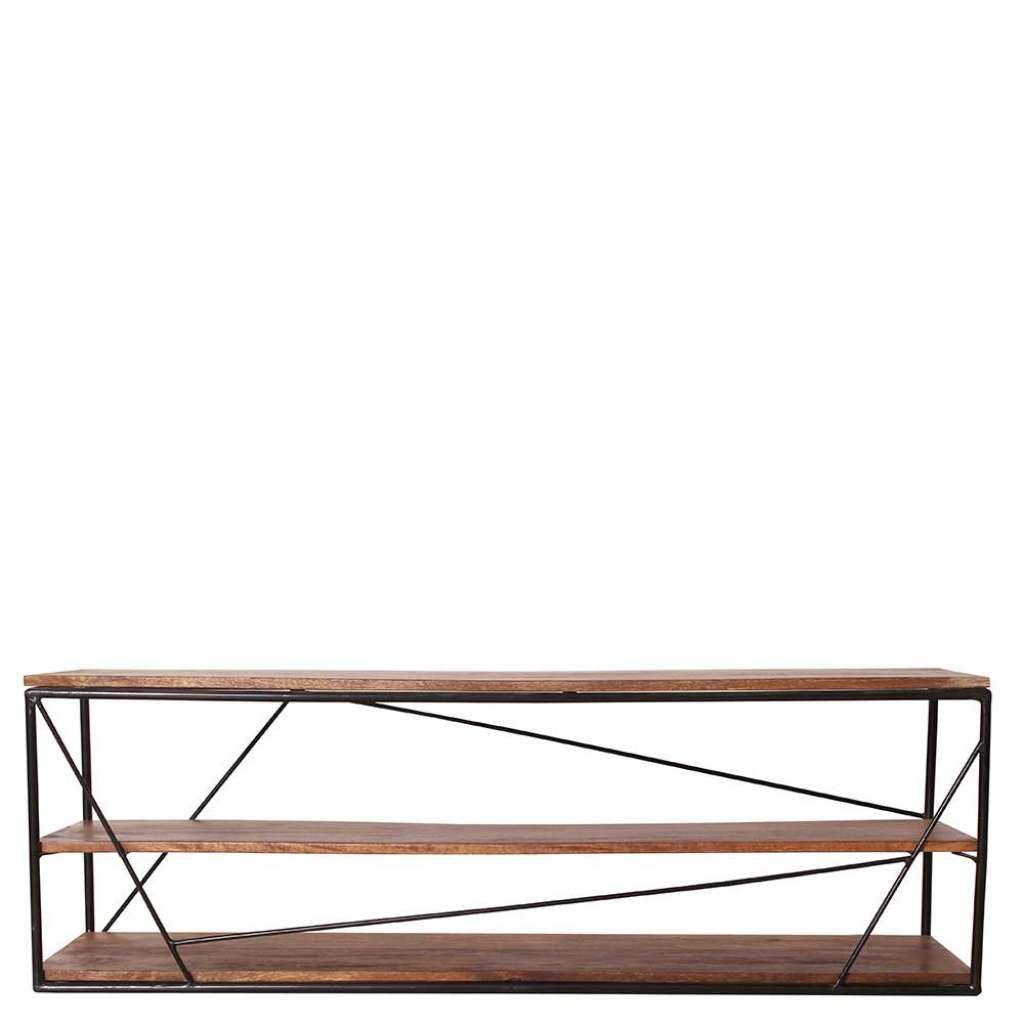 TV Rack aus Mangobaum Massivholz und Stahl 140 cm breit