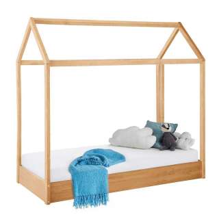 Kinder Einzelbett aus Kiefer Massivholz Haus Optik