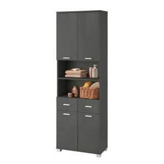 Badezimmer Schrank in Grau Hochglanz 60 cm breit