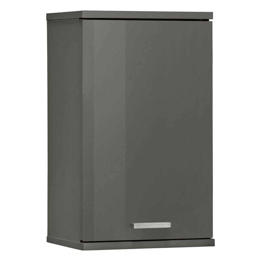 Badezimmer Hängeschrank in Grau Hochglanz 30 cm breit