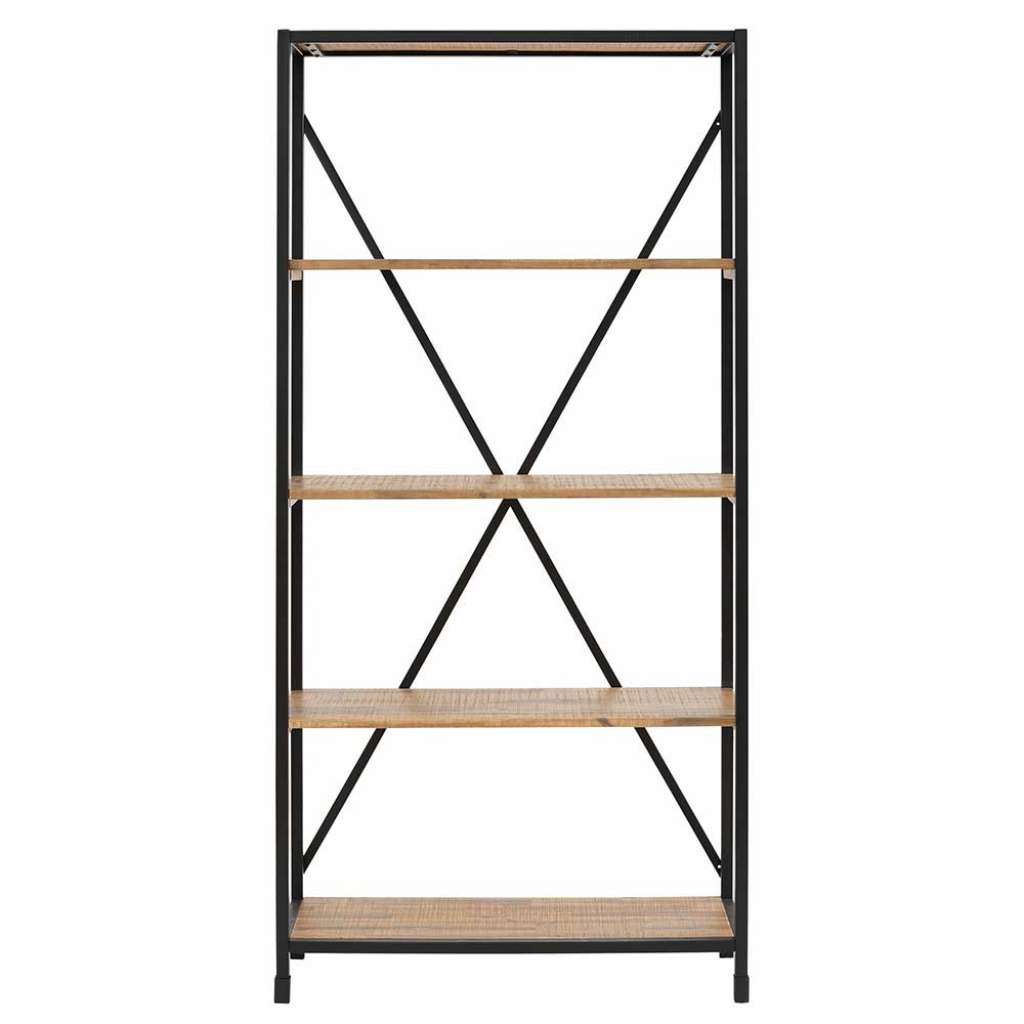 Bücherregal aus Akazie Massivholz und Metall 90 cm breit