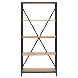 Bücherregal aus Akazie Massivholz und Metall 90 cm breit