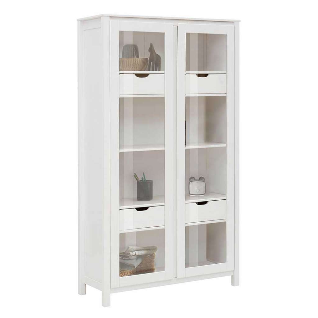 Standvitrine in Weiß Kiefer massiv 100 cm breit