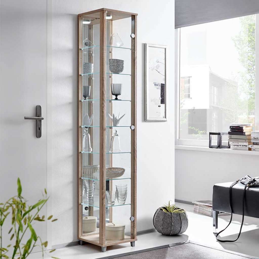 Esszimmer Vitrine in Sonoma Eiche LED Beleuchtung