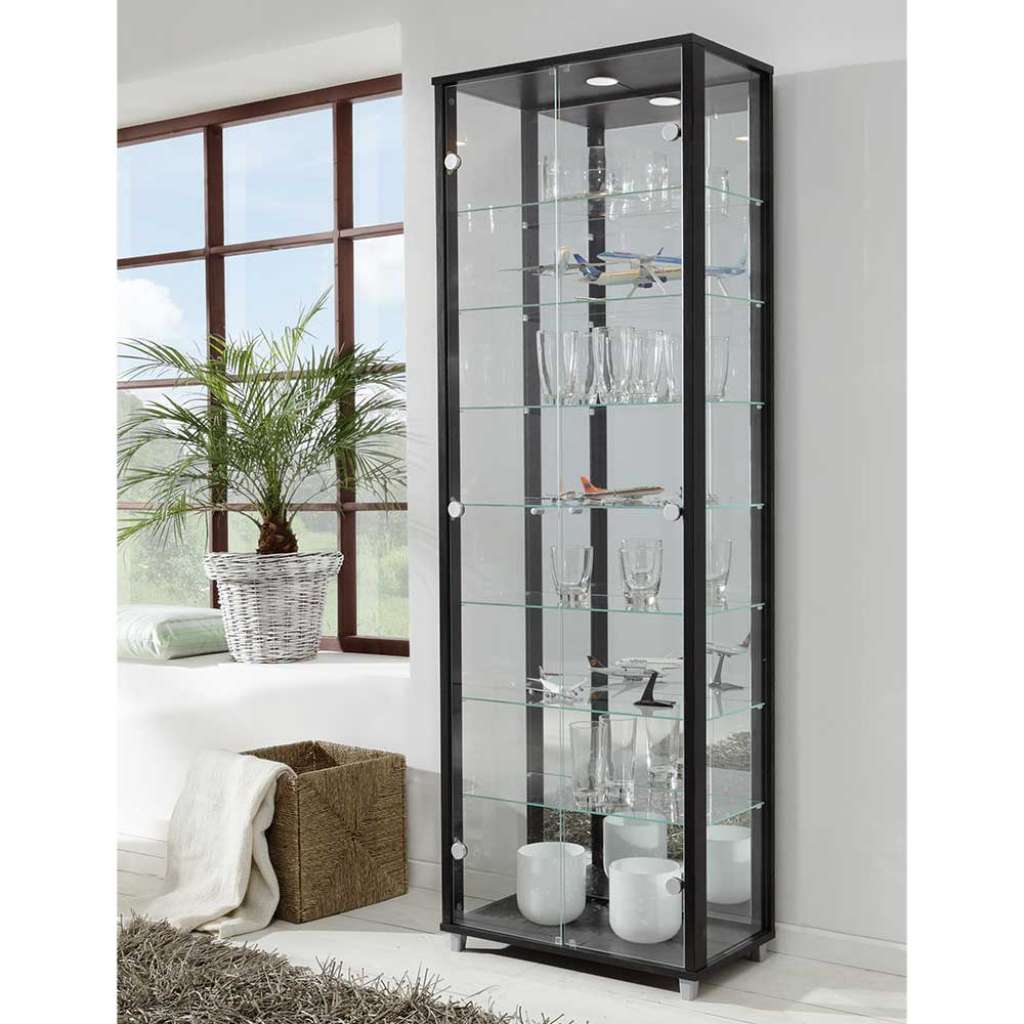 Esszimmer Vitrinenschrank in Schwarz LED Beleuchtung
