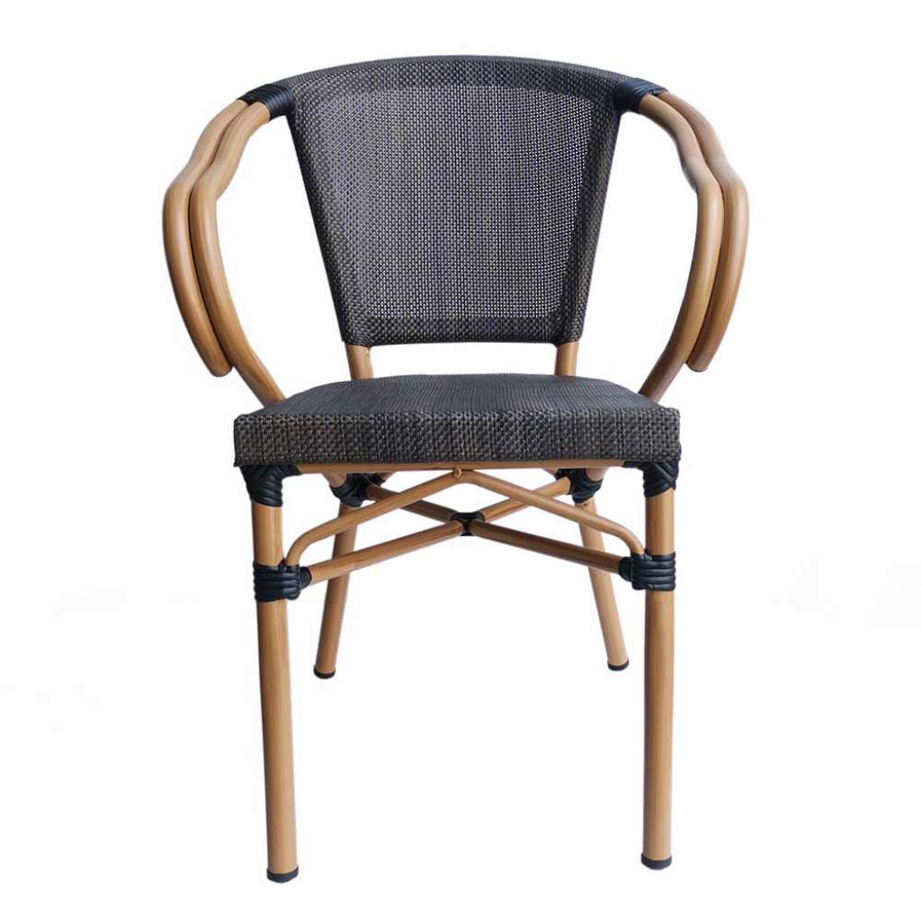 Gartenstühle in Schwarzbraun und Beige Armlehnen (2er Set)
