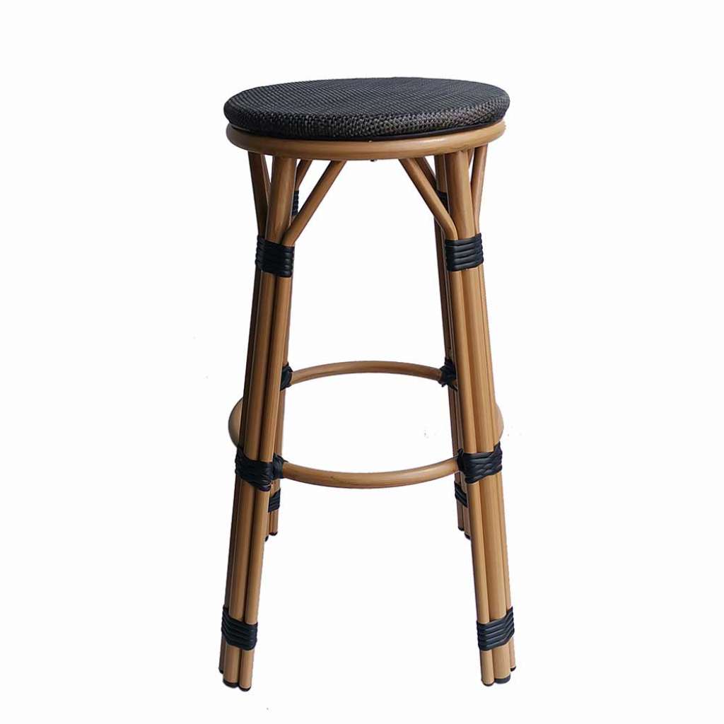 Runder Tresenhocker in Schwarzbraun und Beige Retrostil