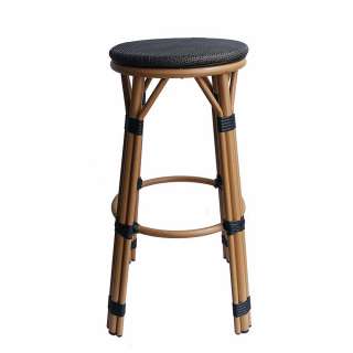 Runder Tresenhocker in Schwarzbraun und Beige Retrostil