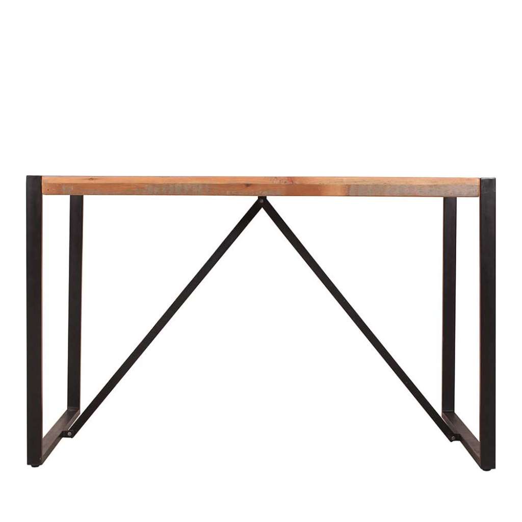 Küchentisch aus Recyclingholz und Metall Bügelgestell