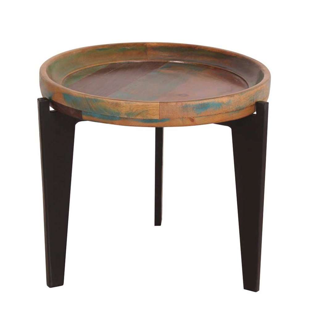 Runder Beistelltisch in Bunt lackiert Tablettfunktion