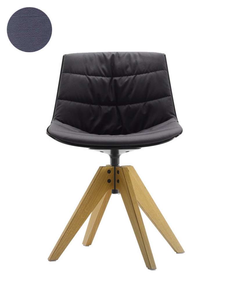 MDF Italia - Flow VN Drehstuhl gepolstert - Manila 770 taubengrau - Schale weiß - Gestell Eiche natur - indoor