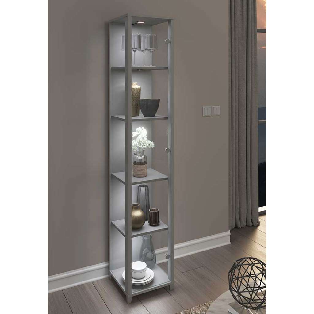 Schrank Vitrine in Silberfarben Made in Germany