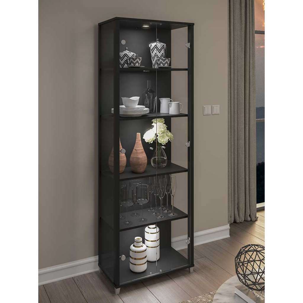 Schrank Vitrine in Schwarz LED Beleuchtung