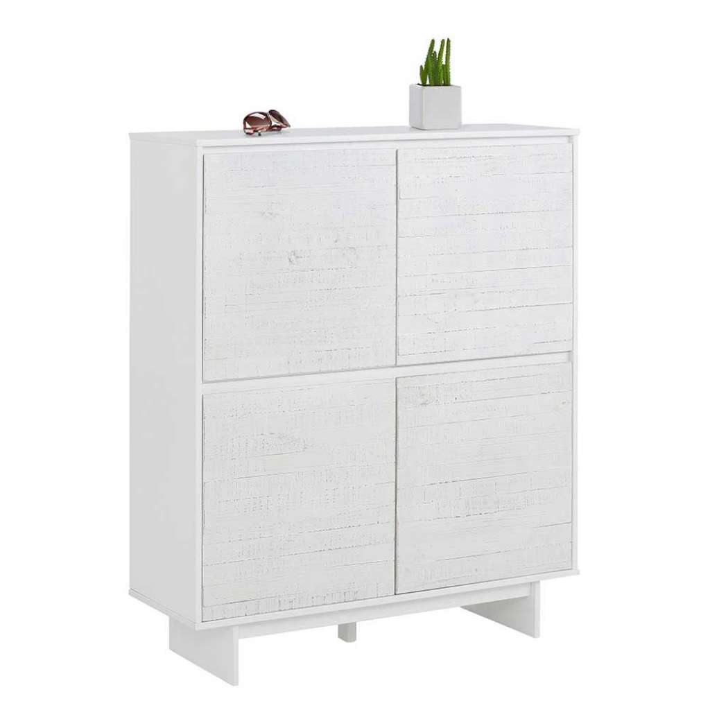 4 türiges Highboard in Weiß lasiert Kiefer massiv