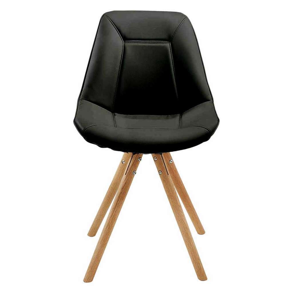 Polsterstühle in Schwarz Kunstleder Massivholzgestell (2er Set)