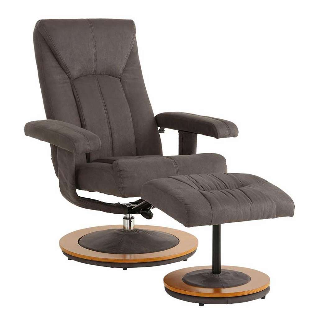 Relaxsessel in Dunkelbraun Microfaser Fußhocker (2-teilig)