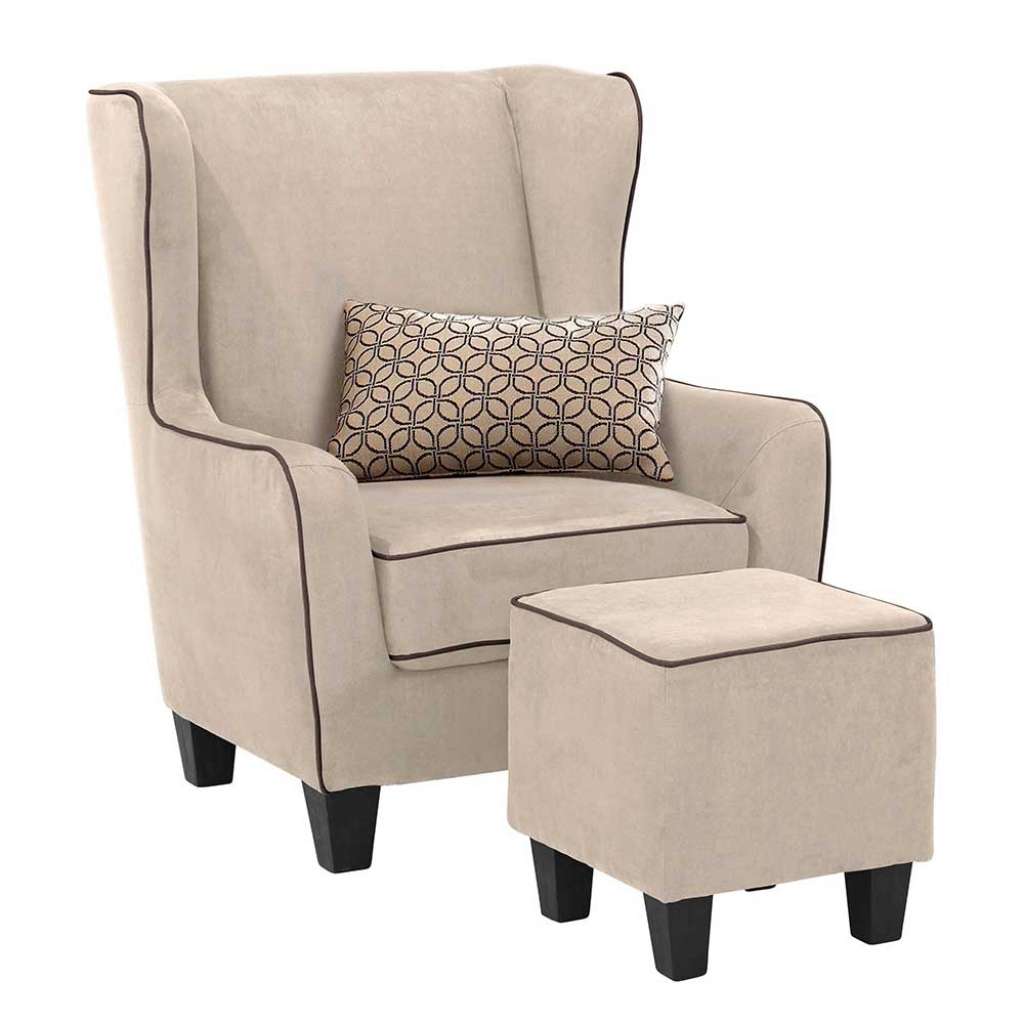 Kaminsessel in Creme Weiß Microfaser Retro Design (2-teilig)